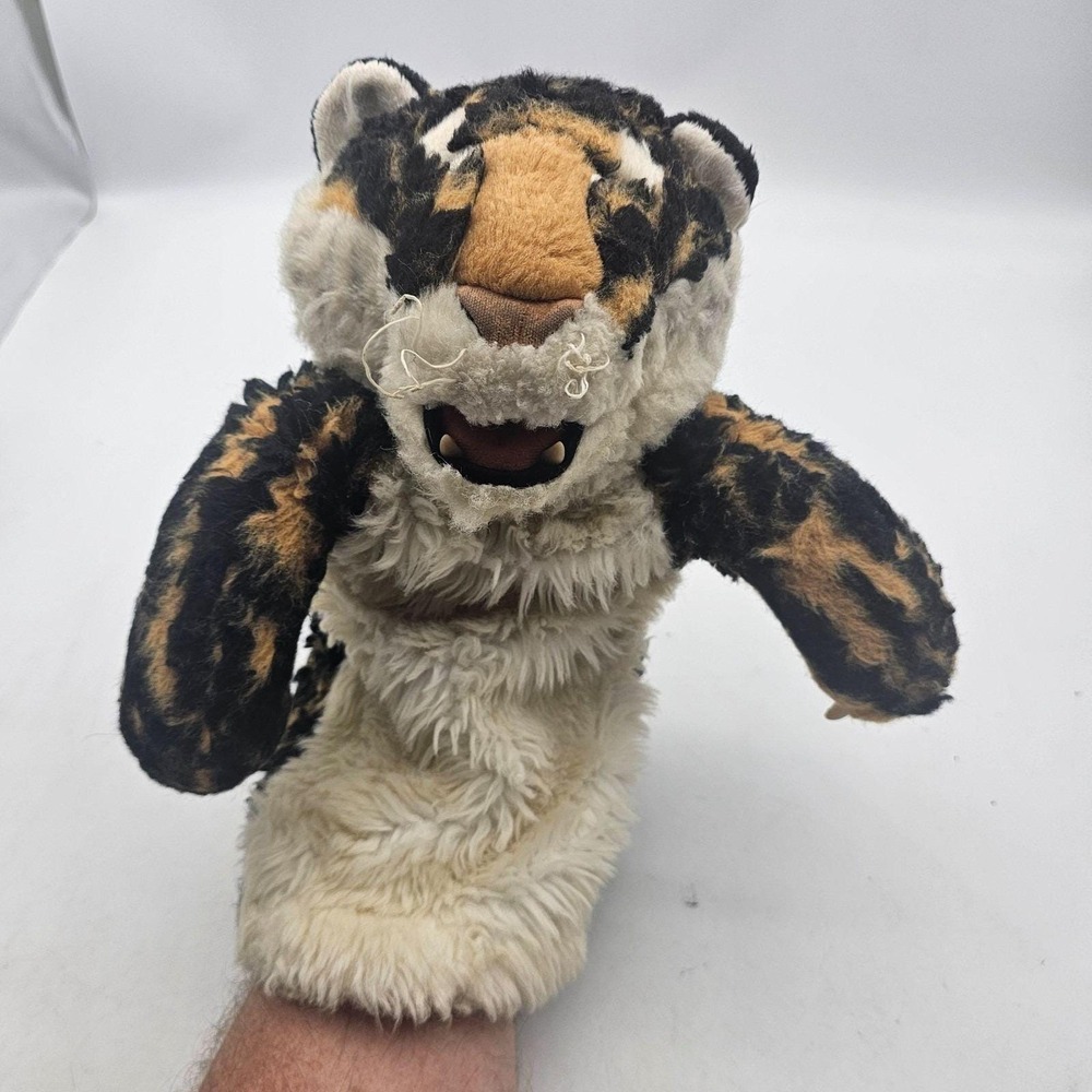 Vintage Folkmanis Tiger Stage Hand Puppet Plush Stuffed Animal Multicolor